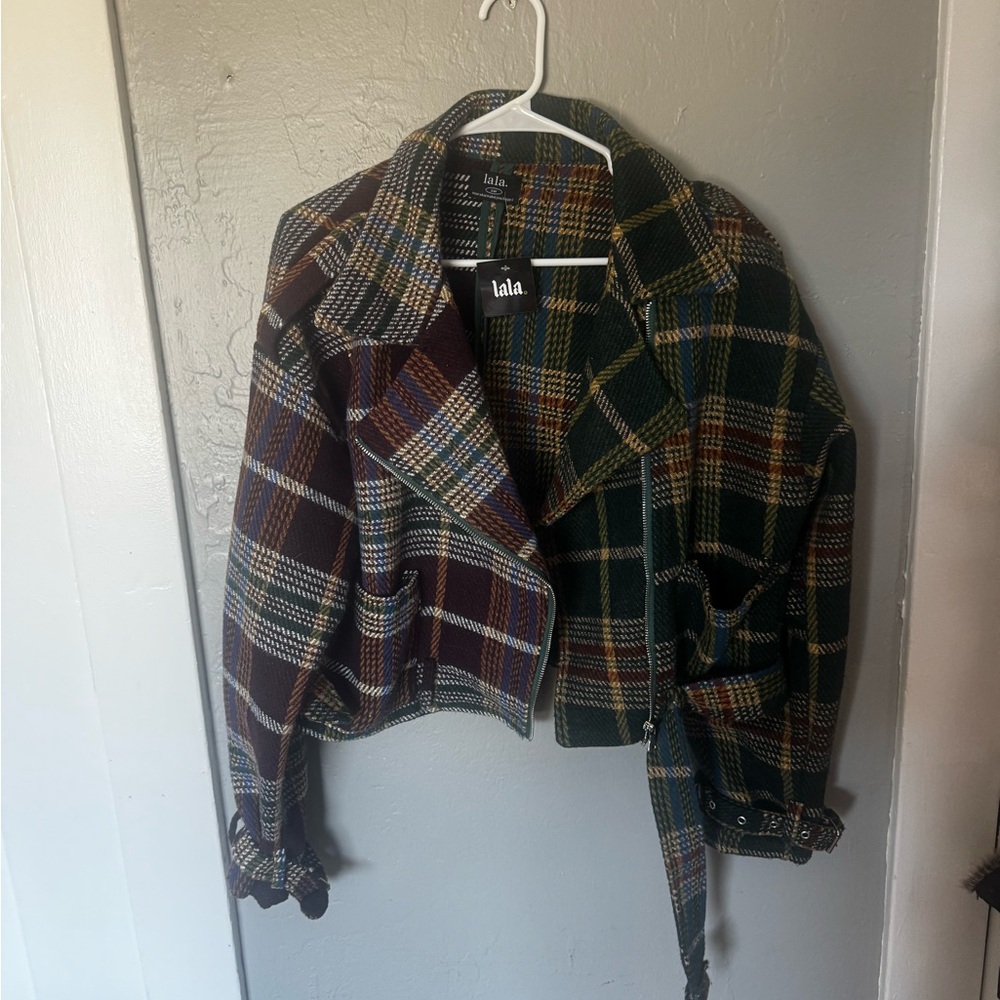 Dressed in LALA Plaid Blazer - Green and Brown